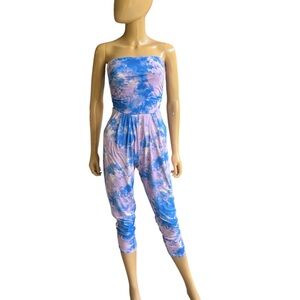 Blue and Pink Tie-Dye Jumpsuit